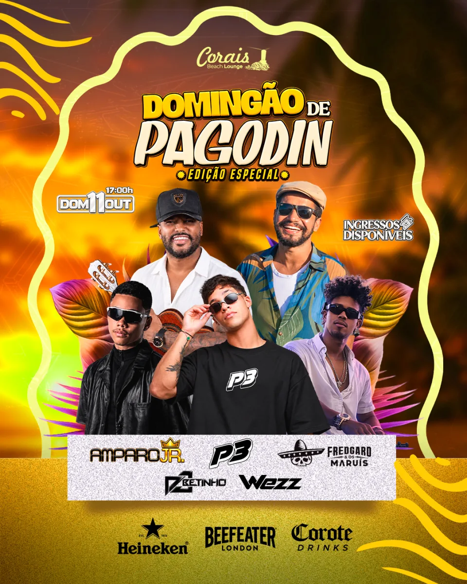 Arte do Domingão de Pagodin, 11 de outubro, no Corais Beach Lounge, Itacaré
